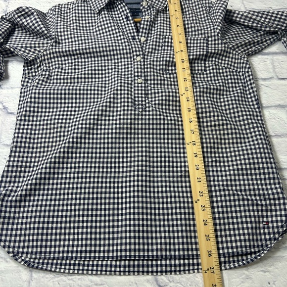 Tommy Hilfiger Navy and White Gingham Women's Shirt. Size Medium. Preppy. - Picture 6 of 10